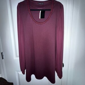 Atmosphere Deep Burgundy Long Sleeve Blouse